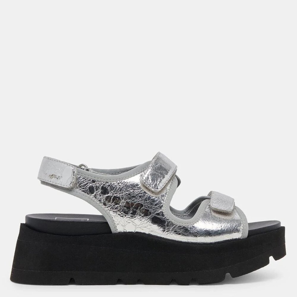 NEW DOLCE VITA Leather Dubai Sandals in silver for women 226 1T6